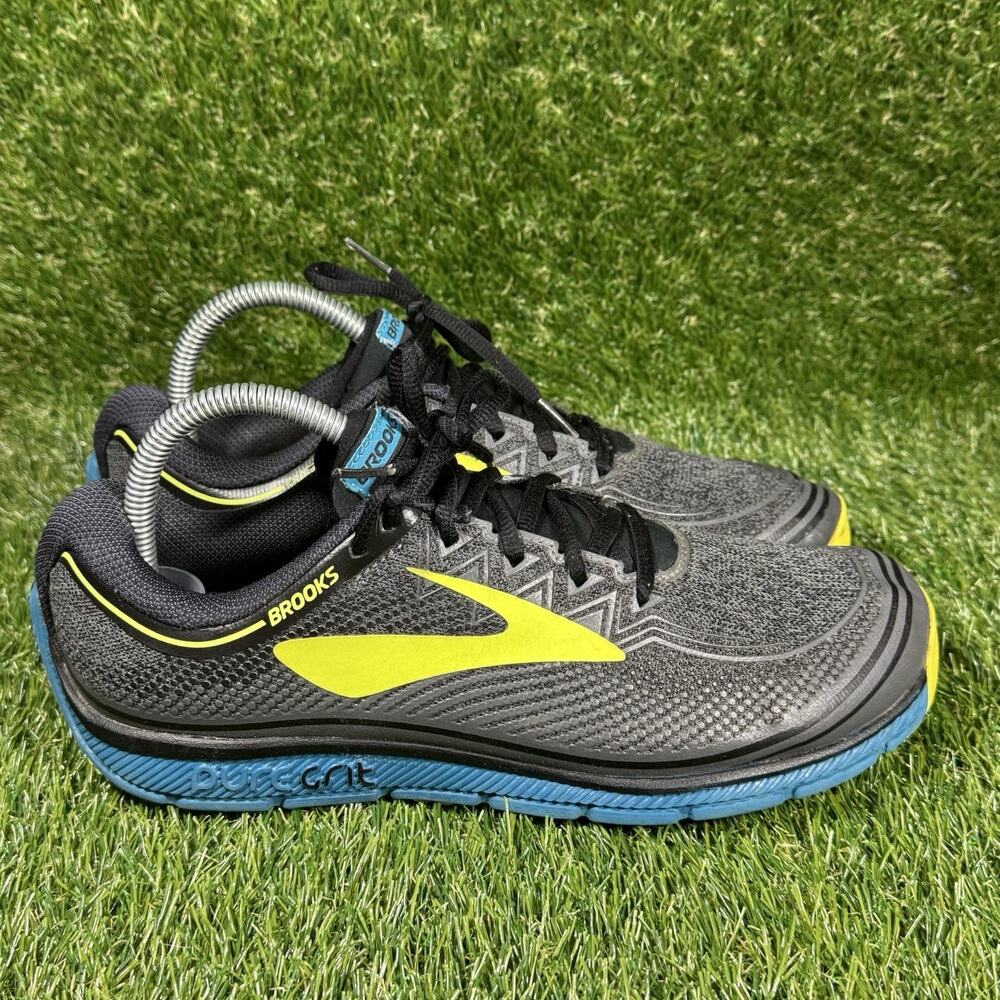 Brooks PureGrit 6 Shoes Mens 7.5 Black Blue Green Trail Jogging Hiking Trainer